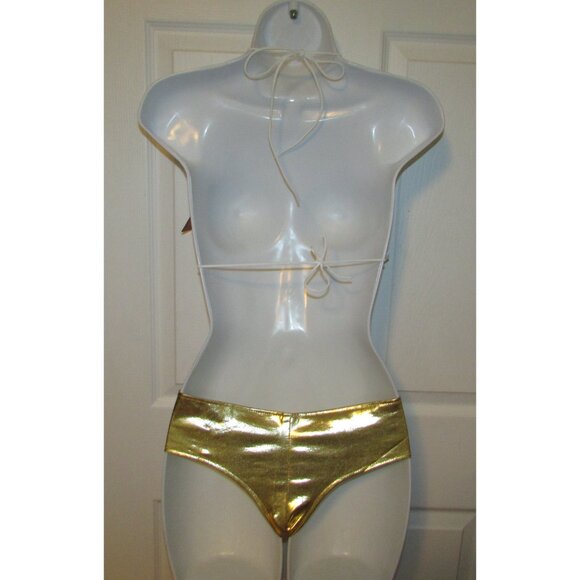 Gold Metallic Booty Short Bikini - NEW - Picture 3 of 9